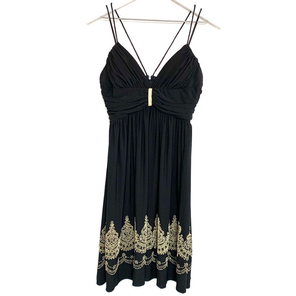 Cache Empire Babydoll Beaded Black Dress